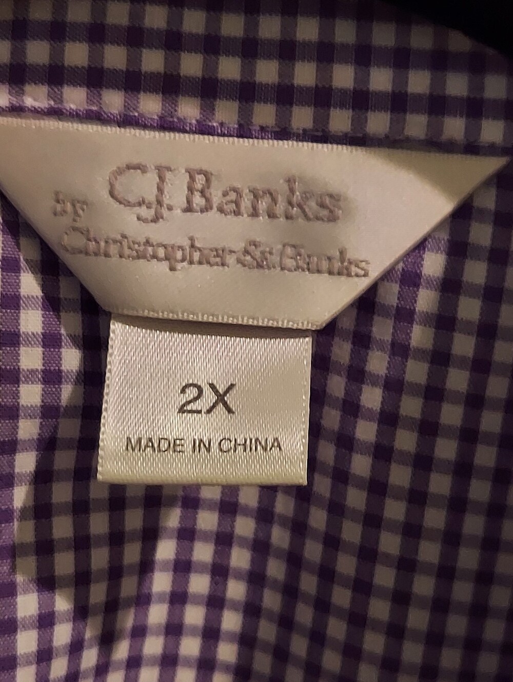 C J Banks Purple Gingham Checked Blouse - Picture 5 of 8